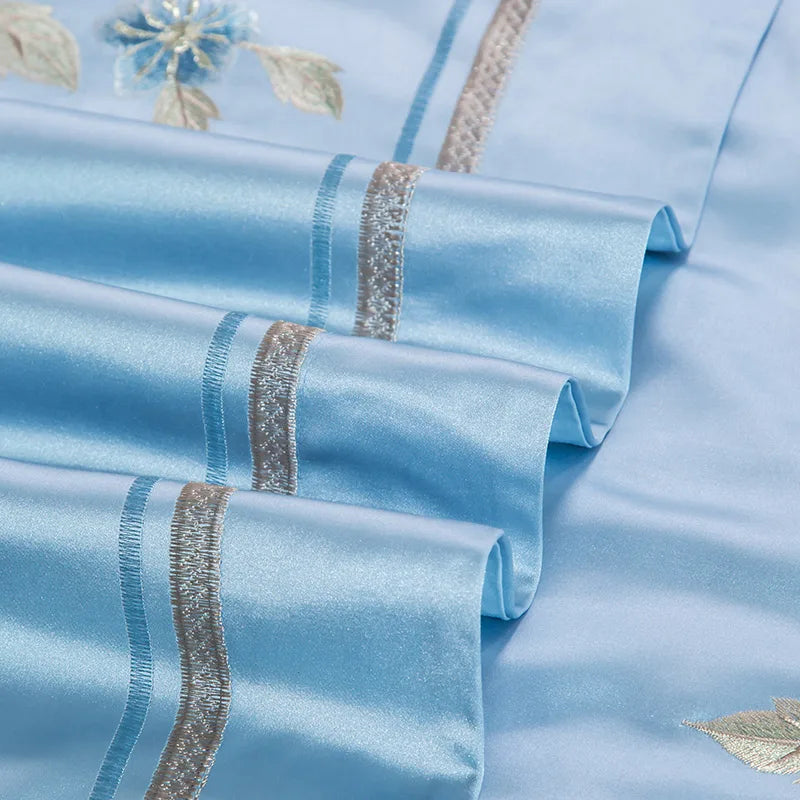 Juego de cama DecorBites™ 200S de algodón bordado - Ropa de cama Queen/King - Funda nórdica y sábanas