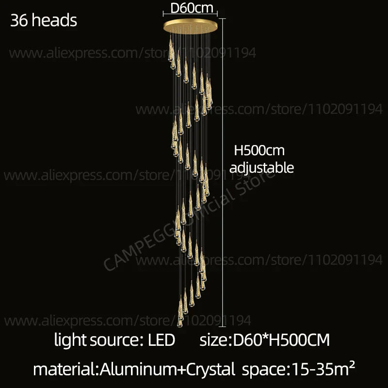 Lámpara colgante LED de cristal DecorBites™ para una sala de estar moderna y lujosa