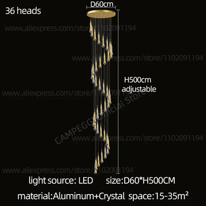 Lámpara colgante LED de cristal DecorBites™ para una sala de estar moderna y lujosa