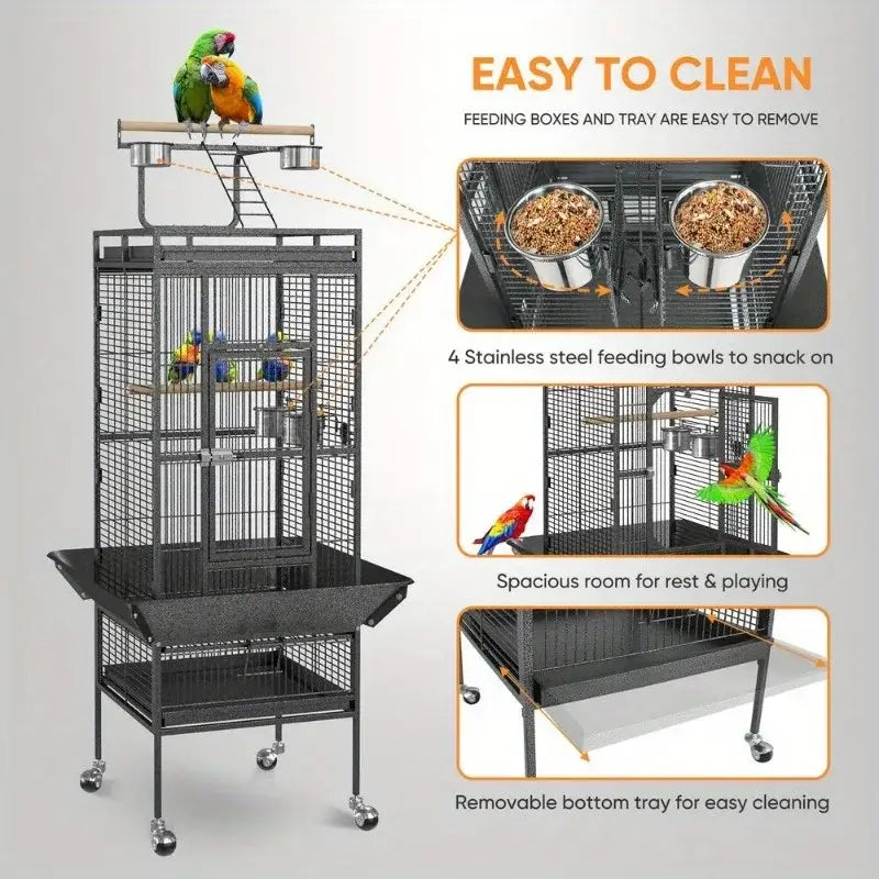 DecorBites™ Large 61’’ Bird Cage - Non-Toxic Steel Easy Assembly