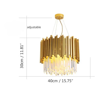 DecorBites™ Golden Crystal Chandelier LED Ceiling Light for Living Room & Lobby