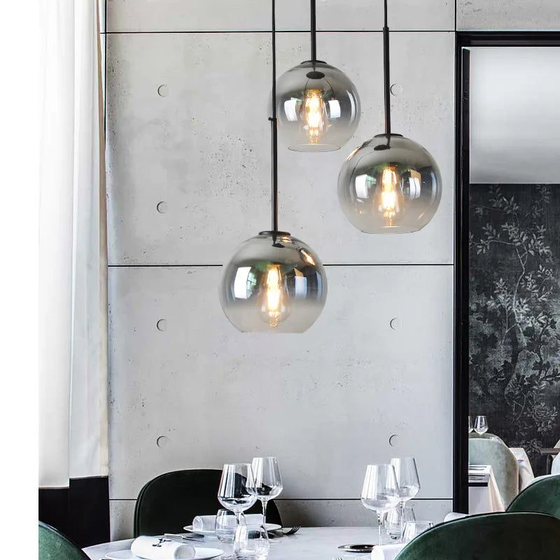 DecorBites™ Gradient Glass Chandelier: Modern Nordic Living Room Lighting for Bedroom or Restaurant