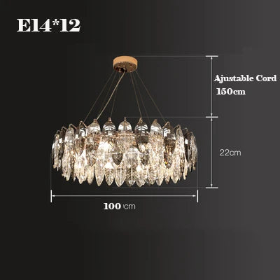 DecorBites™ Gold Silver Crystal LED Dimmable Pendant Light for Living Room