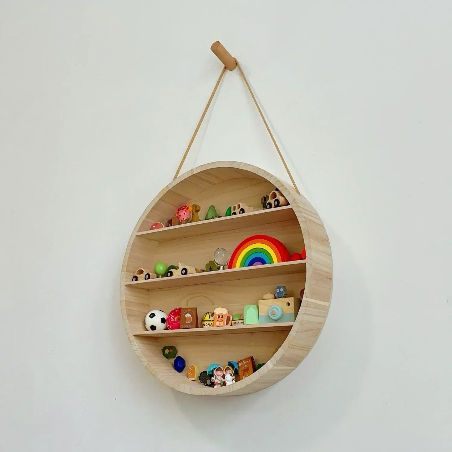 DecorBites™ Circular Wooden Frame Toy Storage Rack & Wall Decoration