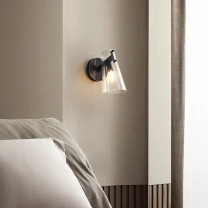 DecorBites™ Black Copper Bedroom Wall Lamp with Transparent Lampshade