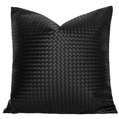 غطاء وسادة هندسي من الجلد الصناعي من DecorBites™ - غطاء وسادة عصري فاخر