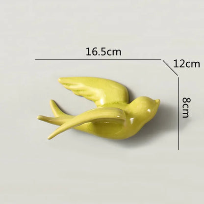 DecorBites™ Flying Bird Ceramic Wall Ornament Simulation Room Decoration Indoor Accent