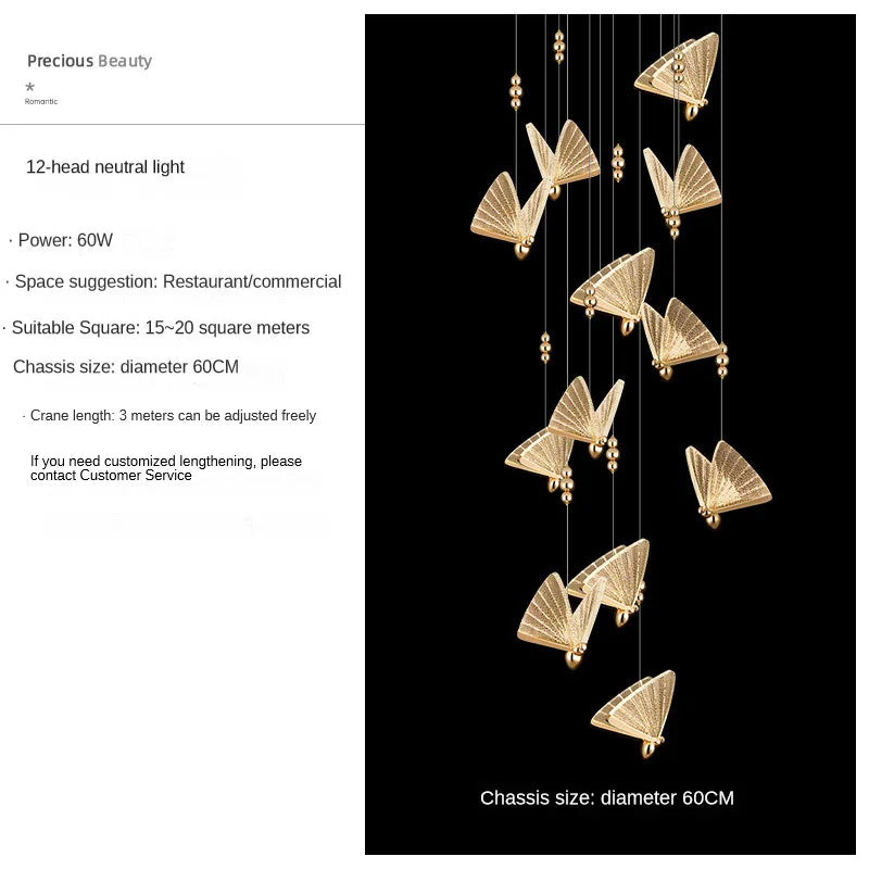 DecorBites™ Butterfly Pendant Lamps: Modern Luxury Staircase Bedroom Decor Fixtures