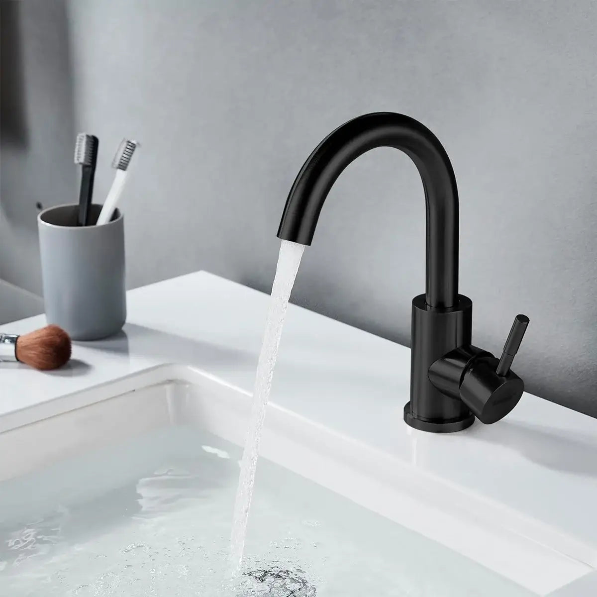DecorBites™ Black Stainless Steel Bathroom Faucet - Single Handle