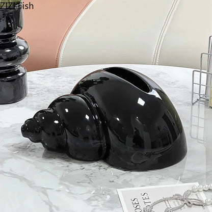 DecorBites™ Conch Ceramic Tissue Box - Chic Desk Decoration and Coffee Table Accessory