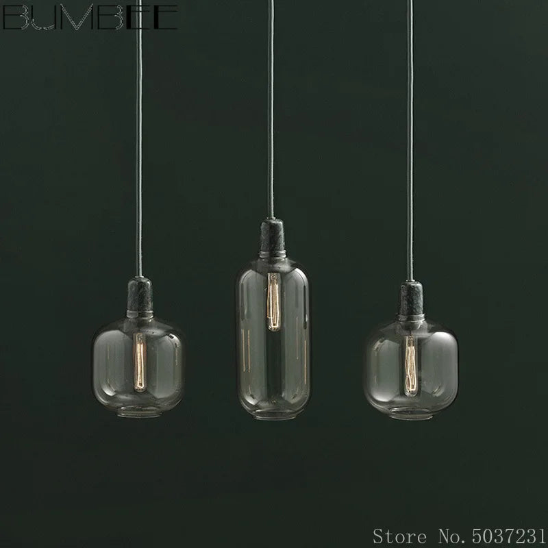 DecorBites™ Industrial Stained Glass Pendant Lamp LED Hanging Lights for Dining & Living Room