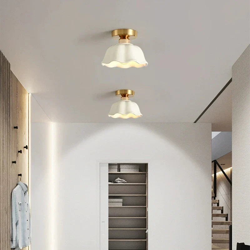 DecorBites™ Ceramic Glass Chandelier: Modern LED Ceiling Light for Living Room Aisle