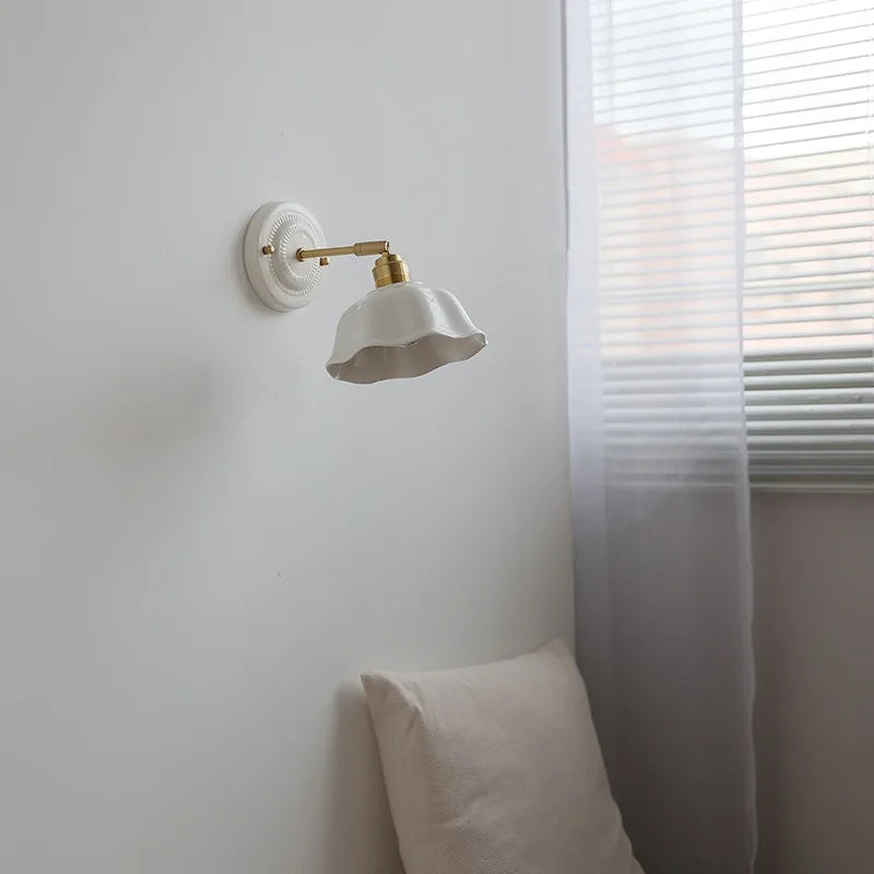 DecorBites™ Ceramic LED Wall Light with Copper Arm Socket for Bedroom Living Room
