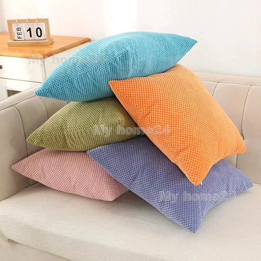DecorBites™ Corduroy Corn Kernel Throw Pillowcase in Solid Color for Home Sofa Decor