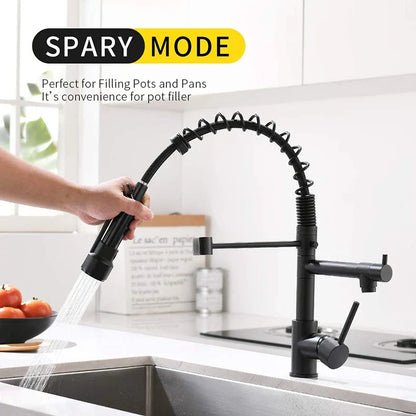 DecorBites™ Brushed Nickel Kitchen Faucet Pull Out Mixer Tap Swivel Water Outlet