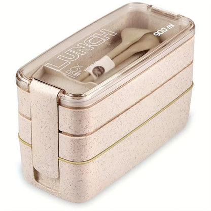 صندوق غداء بينتو للأطفال من ديكوربايتس™، 3 طبقات، آمن للاستخدام في الميكروويف، 900 مل