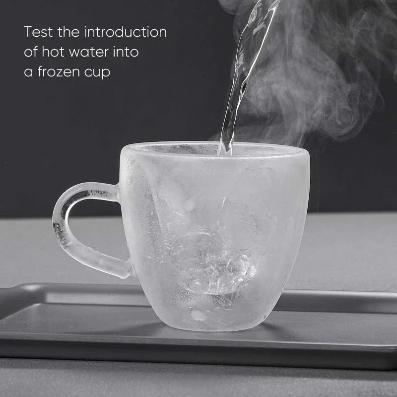 DecorBites™ Heart-Shaped Glass Coffee Cup - Double Bottom Glass Mug for Drinks