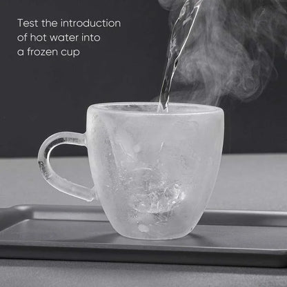 DecorBites™ Heart-Shaped Glass Coffee Cup - Double Bottom Glass Mug for Drinks