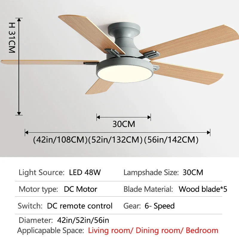 DecorBites™ 56" Low Floor Ceiling Fan Light | Indoor Living Room Chandelier | Modern Design