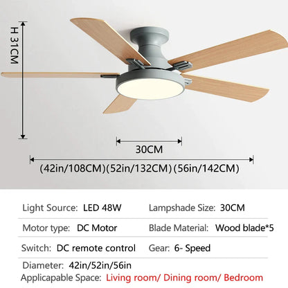 DecorBites™ 56" Low Floor Ceiling Fan Light | Indoor Living Room Chandelier | Modern Design