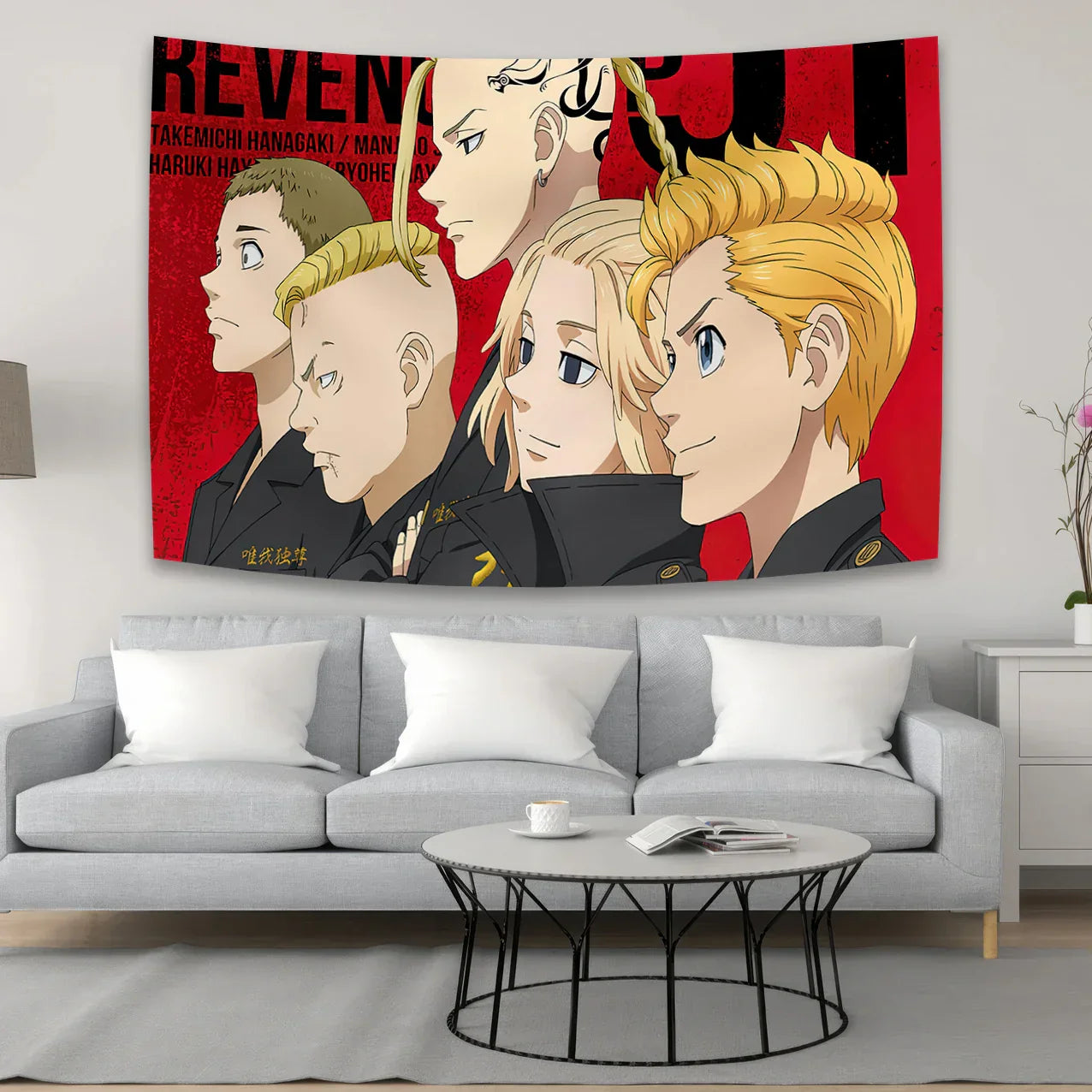 Tokyo Avengers Tapestry Wall Art by Decobites: Kawaii Anime Room Decoration