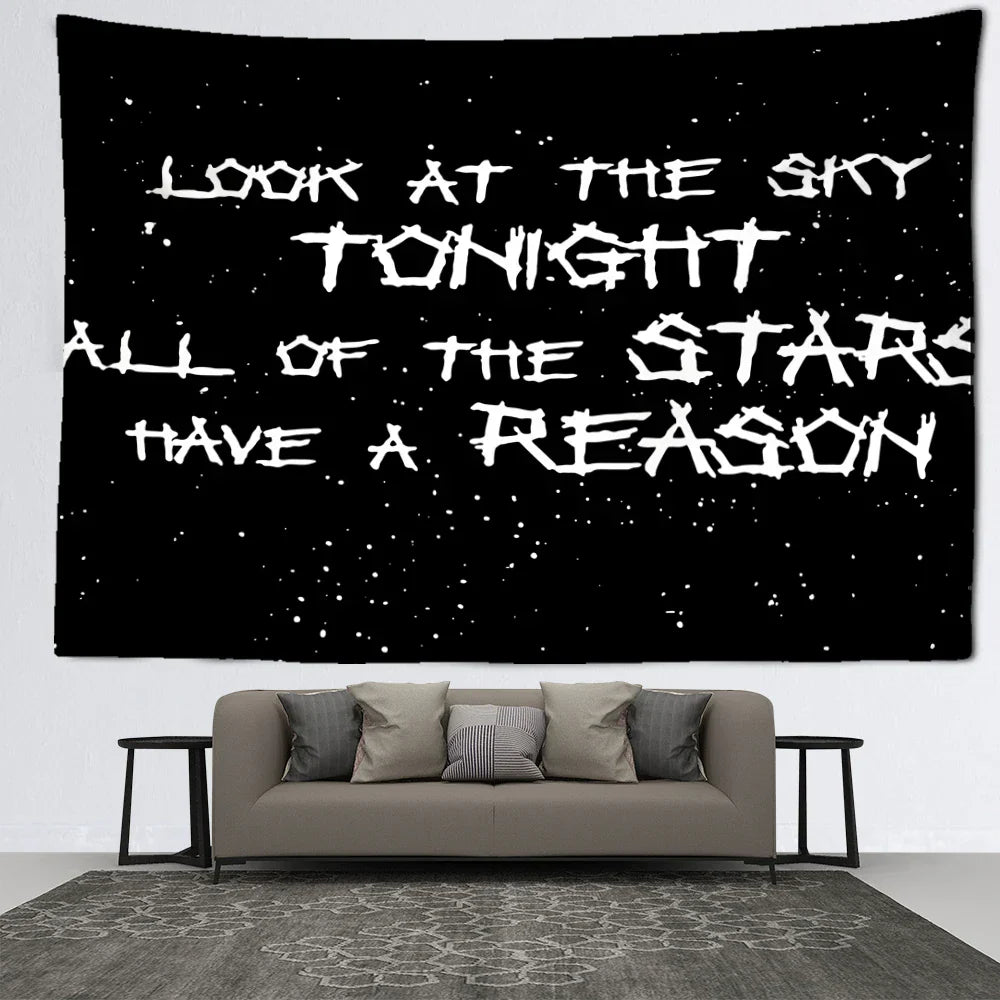 Decobites Mysterious Sky Abstract Wall Tapestry: Black Hippy Aesthetics Room Decor