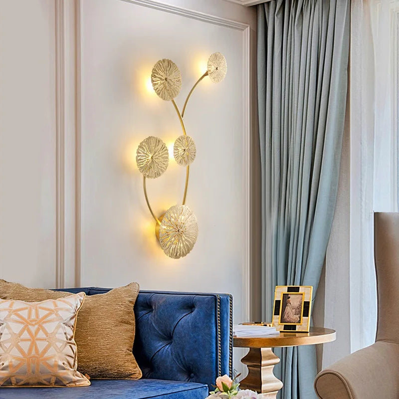 Aplique de pared con marco de cobre de la Flor de Oro™ Decorbites para iluminación de comedor de hotel