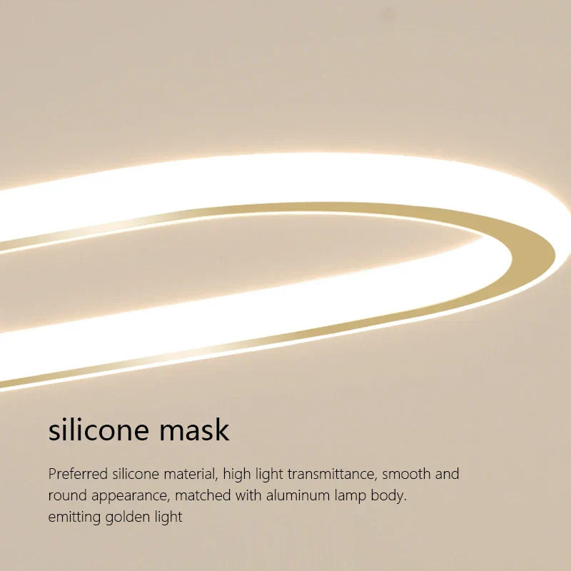 DecorBites™ Gold Oval LED Chandelier Dimmable Dining Room Pendant Light Fixture