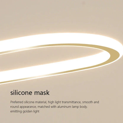 DecorBites™ Gold Oval LED Chandelier Dimmable Dining Room Pendant Light Fixture