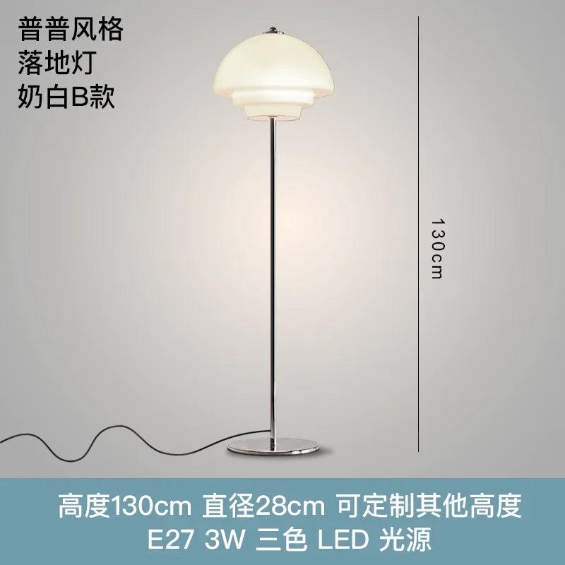 Lámpara de pie DecorBites™ de cristal color crema estilo Bauhaus, LED E27, minimalista, estilo OVNI