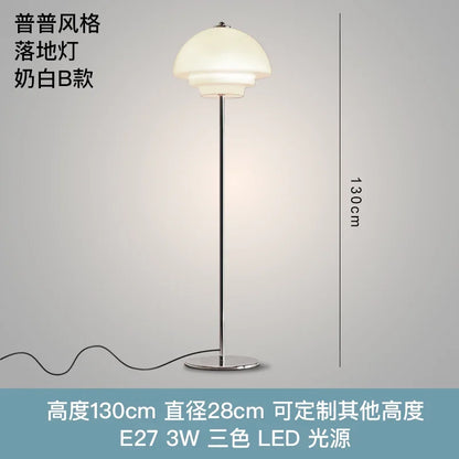 Lámpara de pie DecorBites™ de cristal color crema estilo Bauhaus, LED E27, minimalista, estilo OVNI