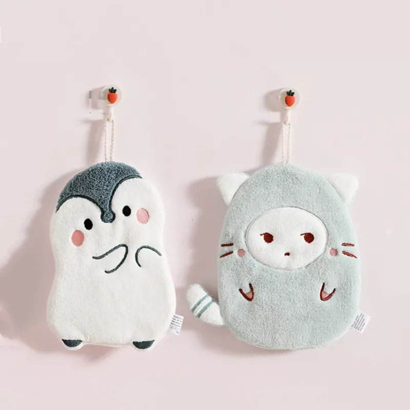 DecorBites™ Cartoon Animals Microfiber Hand Towel Set