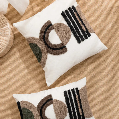 DecorBites™ Half-circle Tufted Cotton Canvas Embroidery Throw Pillow Cover - Modern & Stylish