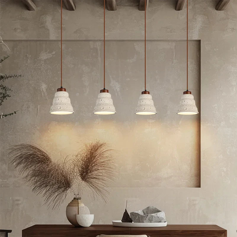 DecorBites™ LED Pendant Lights for Modern Decor with Cement Wood Design