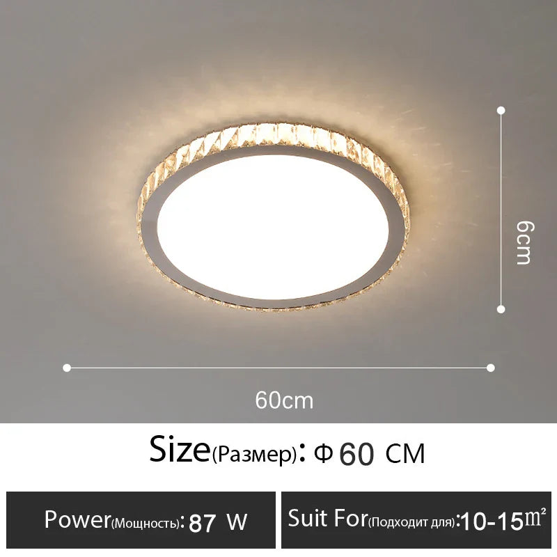 DecorBites™ Crystal LED Ceiling Lamp: Luxury Golden Glossy Lighting Fixture for Living Room