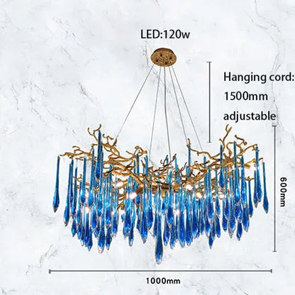 ثريا كريستال زرقاء من ديكوربايتس™ بتصميم آرت ديكو لغرفة المعيشة