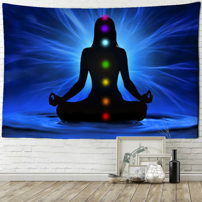 Decobites Seven Chakra Meditator Tapestry Wall Hanging for Boho Decor