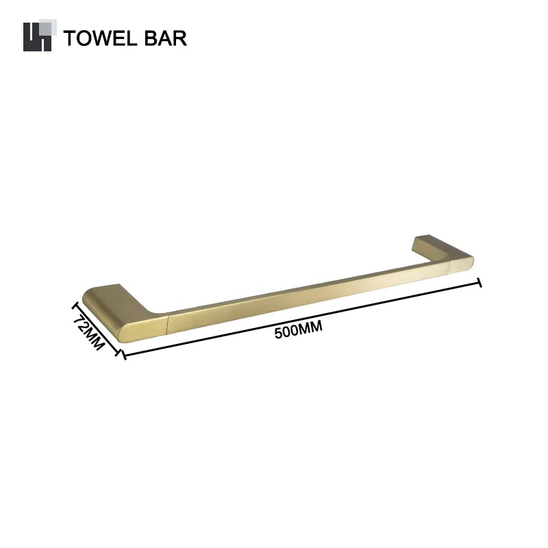 DecorBites™ Gold Bathroom Accessories Set: Towel Bar Rail, Toilet Paper Holder, Towel Rack, Hook