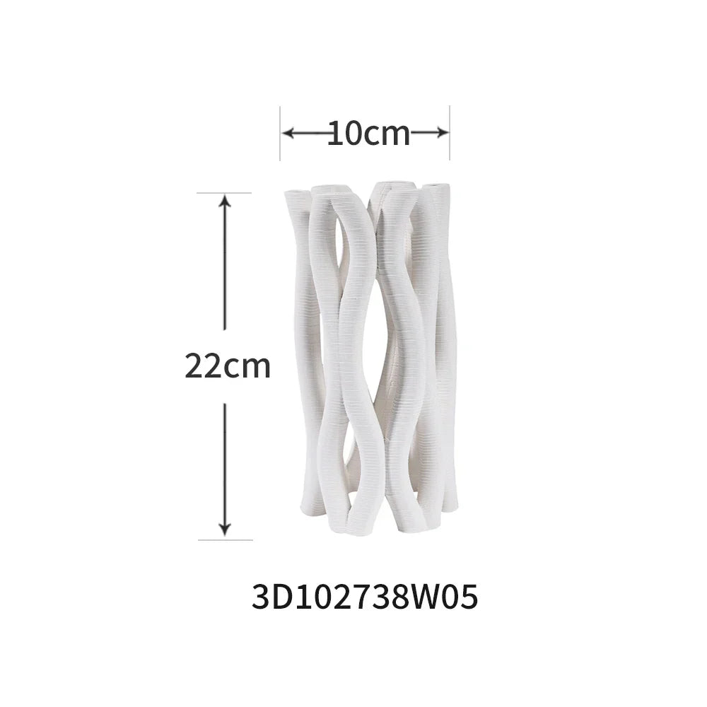 ديكور بايتس™ - مزهريات خزفية مجوفة هندسية، أنابيب حلزونية، تنسيقات زهور، ديكور منزلي، تماثيل صغيرة