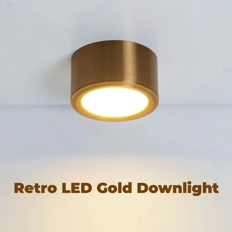 DecorBites™ Antique Gold LED Ceiling Downlights for Retro Home Lighting