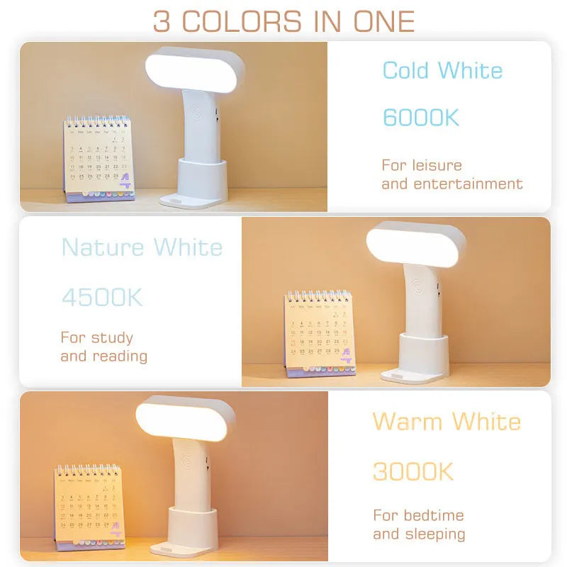 DecorBites™ LED Nightlight: Rechargeable 3-Color Table Lamp & Handheld Light