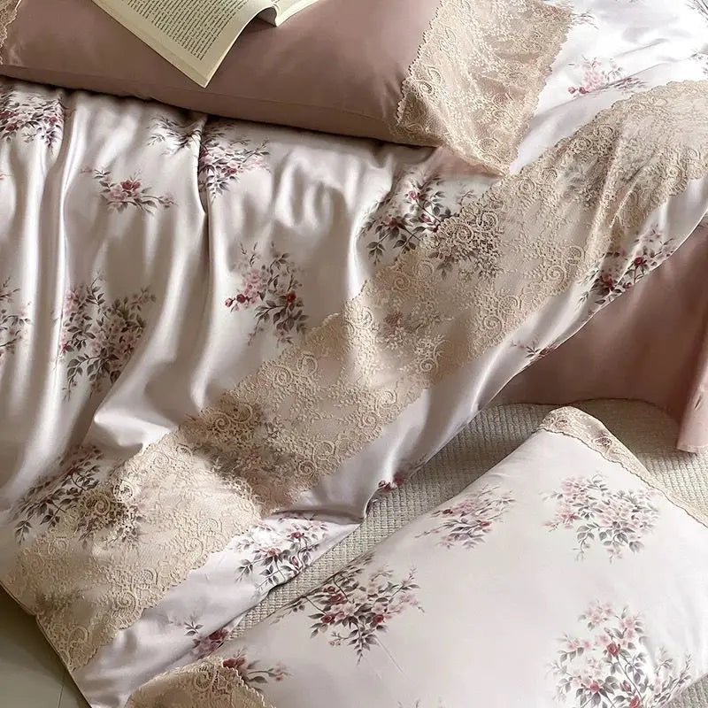 Decobites Vintage Lace Princess Floral 1000TC Egyptian Cotton Bedding Set