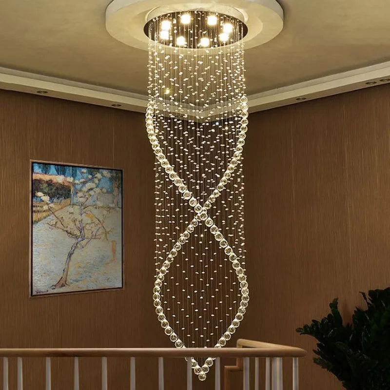 DecorBites™ Crystal Chandelier: Modern LED Staircase Light Fixture for Villa Hall