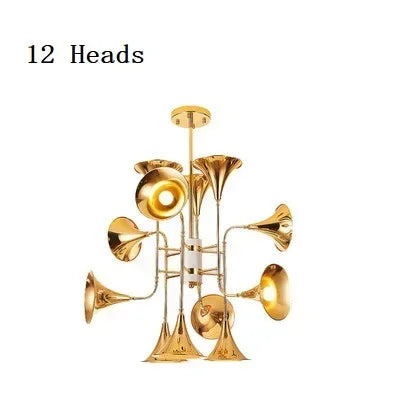 Lámparas de pie de cuerno vintage retro moderno | Colgantes de trompeta de oro Decorbites™