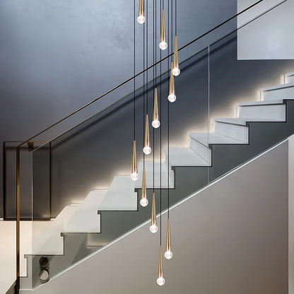 Lámpara de araña LED de cristal DecorBites™ para escaleras: Iluminación de lujo para escaleras largas