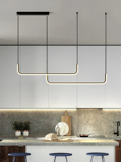 DecorBites™ Black Gold Pendant Chandelier LED Ceiling Lamp for Modern Dining Room and Kitchen