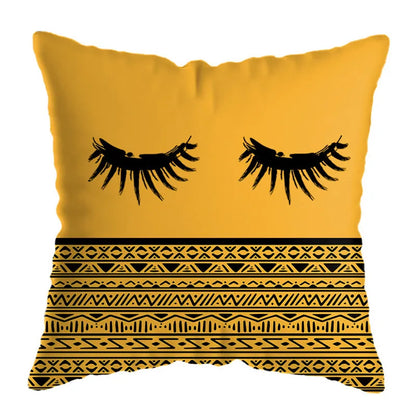 غطاء وسادة مطبوع عليه غزال هندسي من DecorBites™ مقاس 45×45 سم - ديكور منزلي أصفر