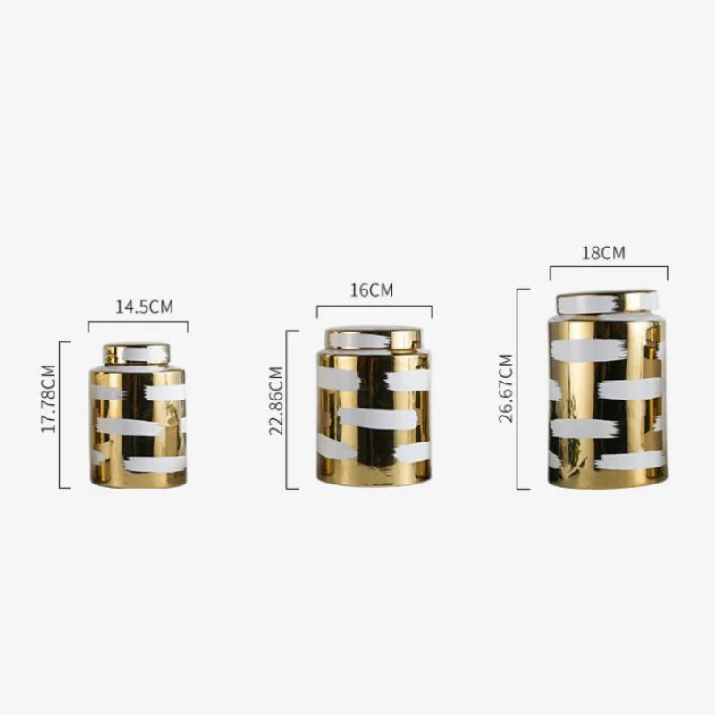 DecorBites™ Golden Ceramic General's Jar for Home Decor & Storage