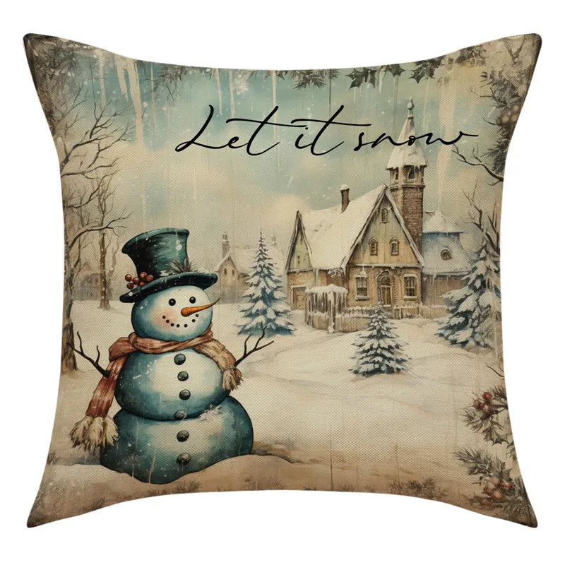 DecorBites™ Christmas Snowman Deer Pillowcase Xmas Home Decoration Sofa Cushion Cover