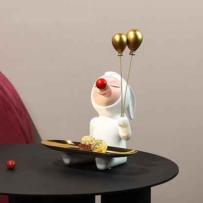 DecorBites™ Clown Bust Sculpture: Golden Candy/Key Tray Kids Balloons Figurine Decor